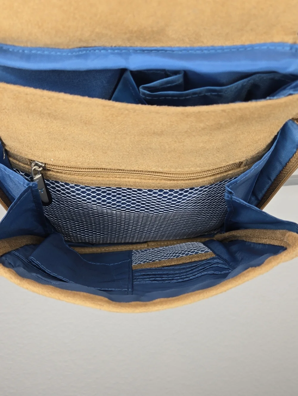 Travelon Multi Fuction Tan Suede Travel Hiking Sightseeing Crossbody Bag NWOT